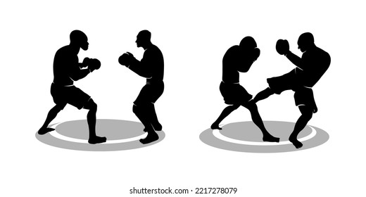  collection of boxing player silhouette 