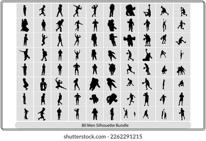 Collection of Boy or Kids silhouettes in different poses set
