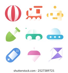 Collection of boy toys icons