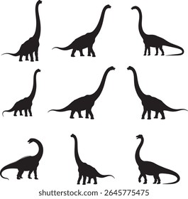 Collection of Brachiosaurus Dinosaur Silhouettes 