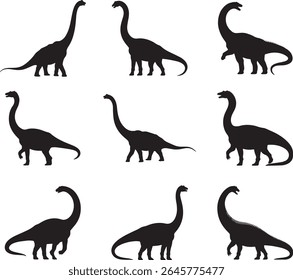 Collection of Brachiosaurus Dinosaur Silhouettes 