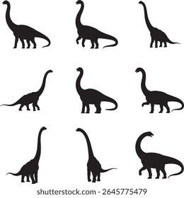 Collection of Brachiosaurus Dinosaur Silhouettes 