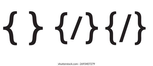 Collection of bracket symbols isolated on white background