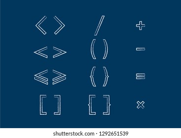 Collection of brackets and mathematic symbols set