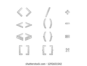 Collection of brackets and mathematic symbols set