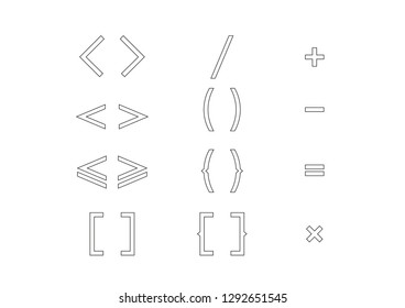 Collection of brackets and mathematic symbols set