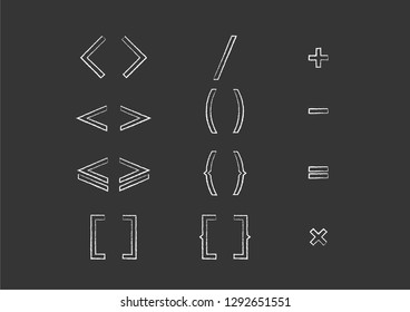 Collection of brackets and mathematic symbols set