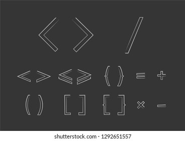 Collection of brackets and mathematic symbols set