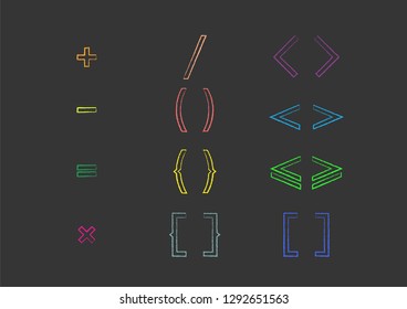 Collection of brackets and mathematic symbols set