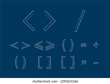 Collection of brackets and mathematic symbols set