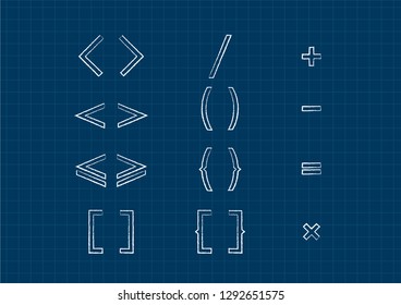 Collection of brackets and mathematic symbols set