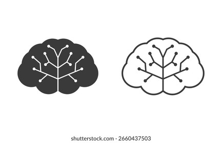 Eine Sammlung von Gehirnsymbolen, die künstliche Intelligenz und maschinelles Lernen darstellen.