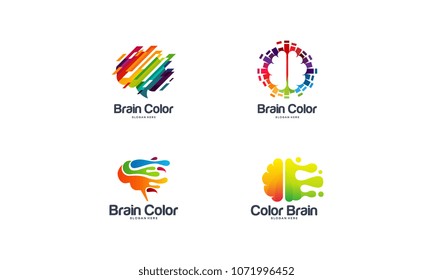 Collection of Brain Logo designs template, Colorful Brain logo designs concept vector
