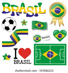 collection of Brazil icons and marketing accessories