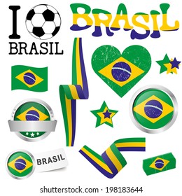 collection of Brazil icons and marketing accessories