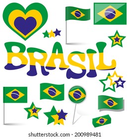 collection of Brazil icons and marketing accessories