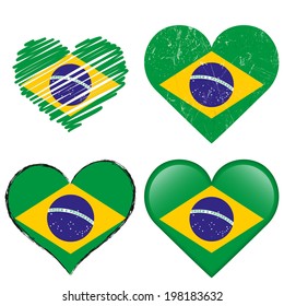 collection of Brazil items - four different hearts 