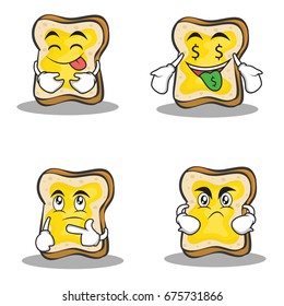 Collection of bread character cartoon set design