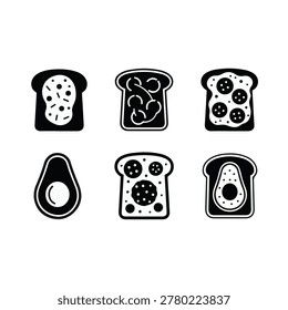 Collection of bread icons in black