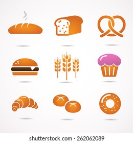 Collection of bread icons. Vector art.