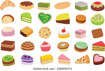 A collection of breads, cakes and cookies.