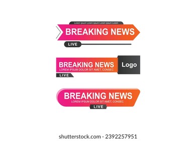 Collection of breaking news lower third set vector template