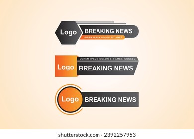 Collection of breaking news lower third set vector template