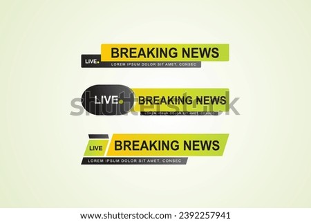 Collection of breaking news lower third set vector template