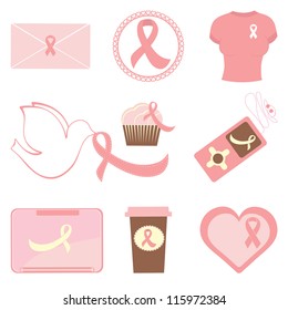 Collection of breast cancer awareness icons