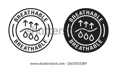 Collection of breathable rounded vector symbols isolated on white background