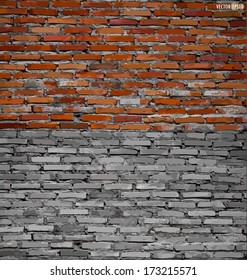 Collection of brick wall background. Vector illustration.