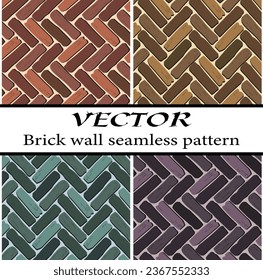 Collection of brick wall patterns.Seamless vector patterns of multi-colored brick walls in a set.
