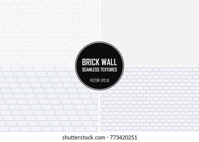 Collection of brick wall seamless backgrounds. White geometric textures.