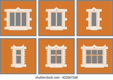 collection of brick windows on yellow background