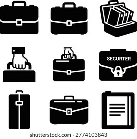Collection of briefcase and business document icons for professional use