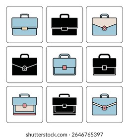 Collection of Briefcase Icons for Business and Professional Use