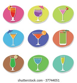 collection of bright cocktail icons