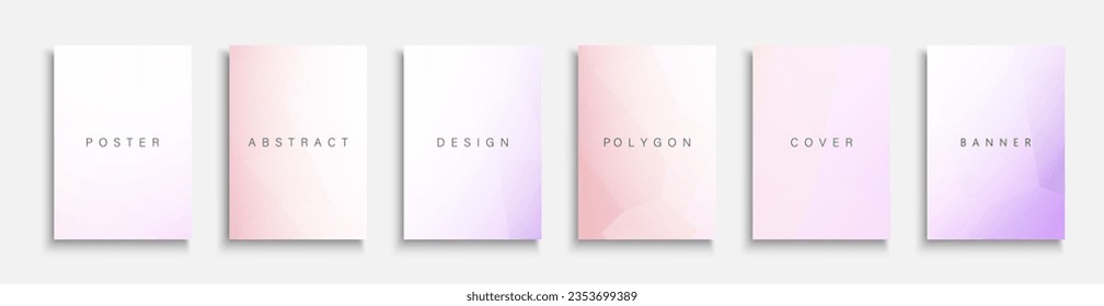 Collection of bright colorful abstract polygonal covers, templates, placards, brochures, banners, flyers, backgrounds and etc. Contemporary purple light posters - geometric vibrant design