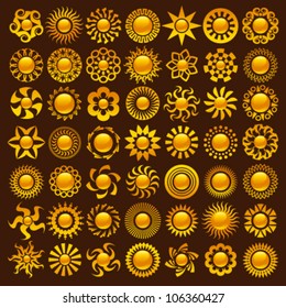 Collection of bright colorful sun logo designs