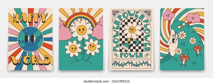 Collection Bright Groovy Posters 70s Retro Stock Vector (Royalty Free ...