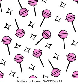 Collection of bright lollipop candy patterns and isolated chupa chups set, ideal for backgrounds, packaging, and sweet-themed designs.
