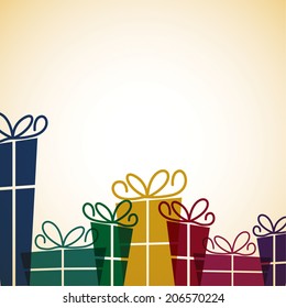 Collection of bright retro presents card in vector format.
