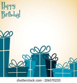 Collection of bright retro presents card in vector format.