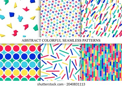 Collection of bright trendy seamless colorful patterns. Vibrant stylish textures. Abstract retro backgrounds - fashion style 80-90s