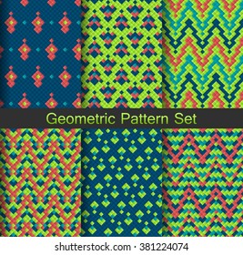 Collection of bright tribal geometric patterns. Vector illustration.