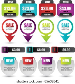 collection of bright web label/sticker/badges and tags vector