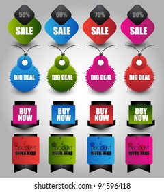 collection of bright web label/sticker/badges and tags vector