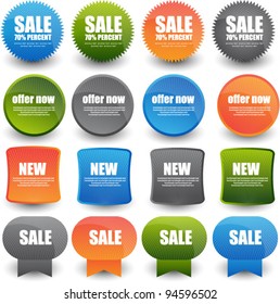 collection of bright web label/sticker/badges and tags vector