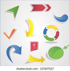 Collection of brightly colored, glossy web elements. Arrows icon set . Perfect for adding your own text or icons.