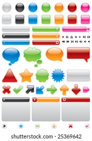 Collection of brightly colored, glossy web elements